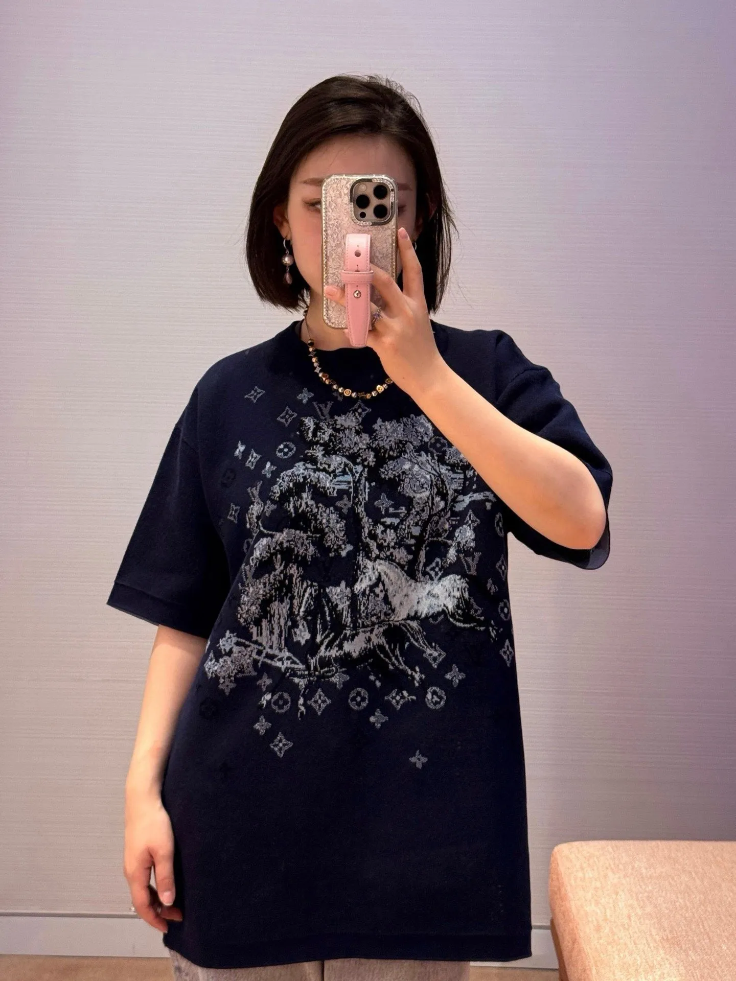 Louis Vuitton/Louis Vuitton Year of the Horse intarsia colorblock jacquard knitted short sleeves